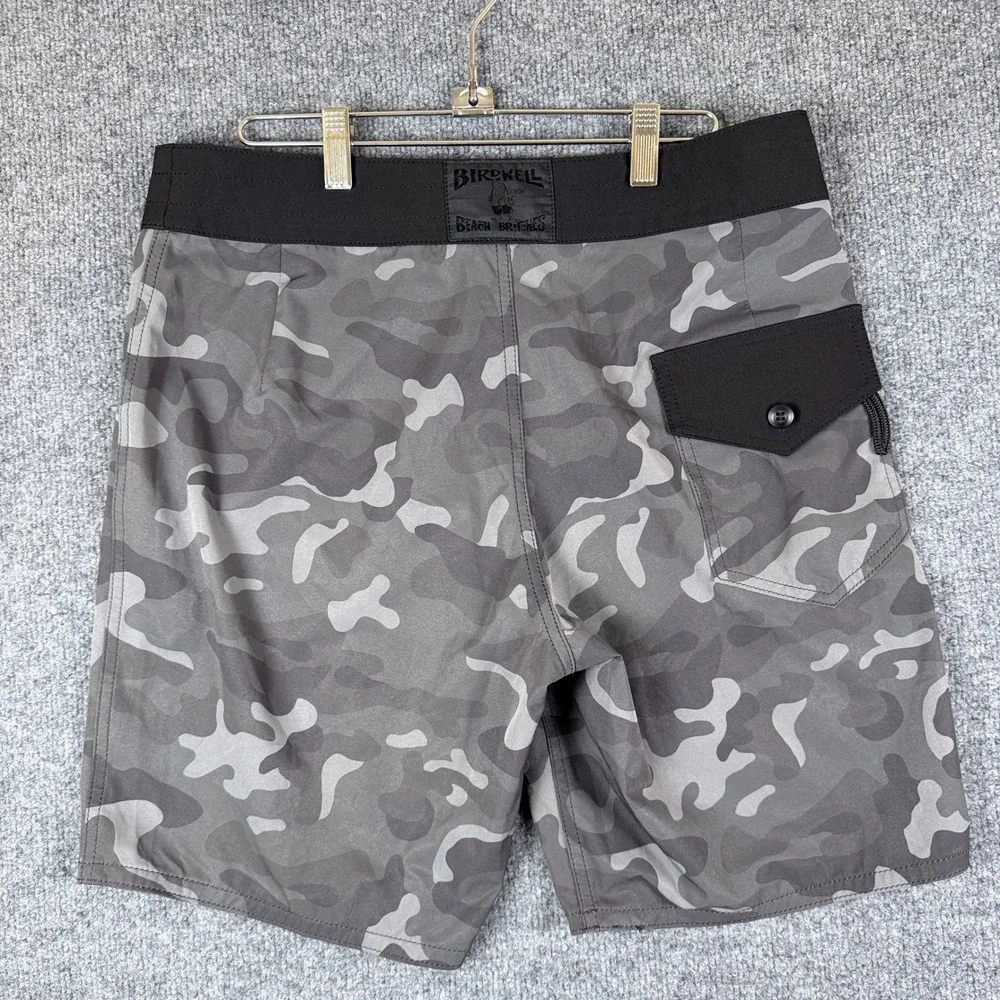 Birdwell Beach Britches Board Shorts Mens 32 M Camo Wyoming Flag Grey Black